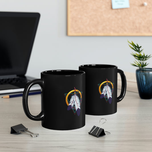 11oz Feather Black Mug