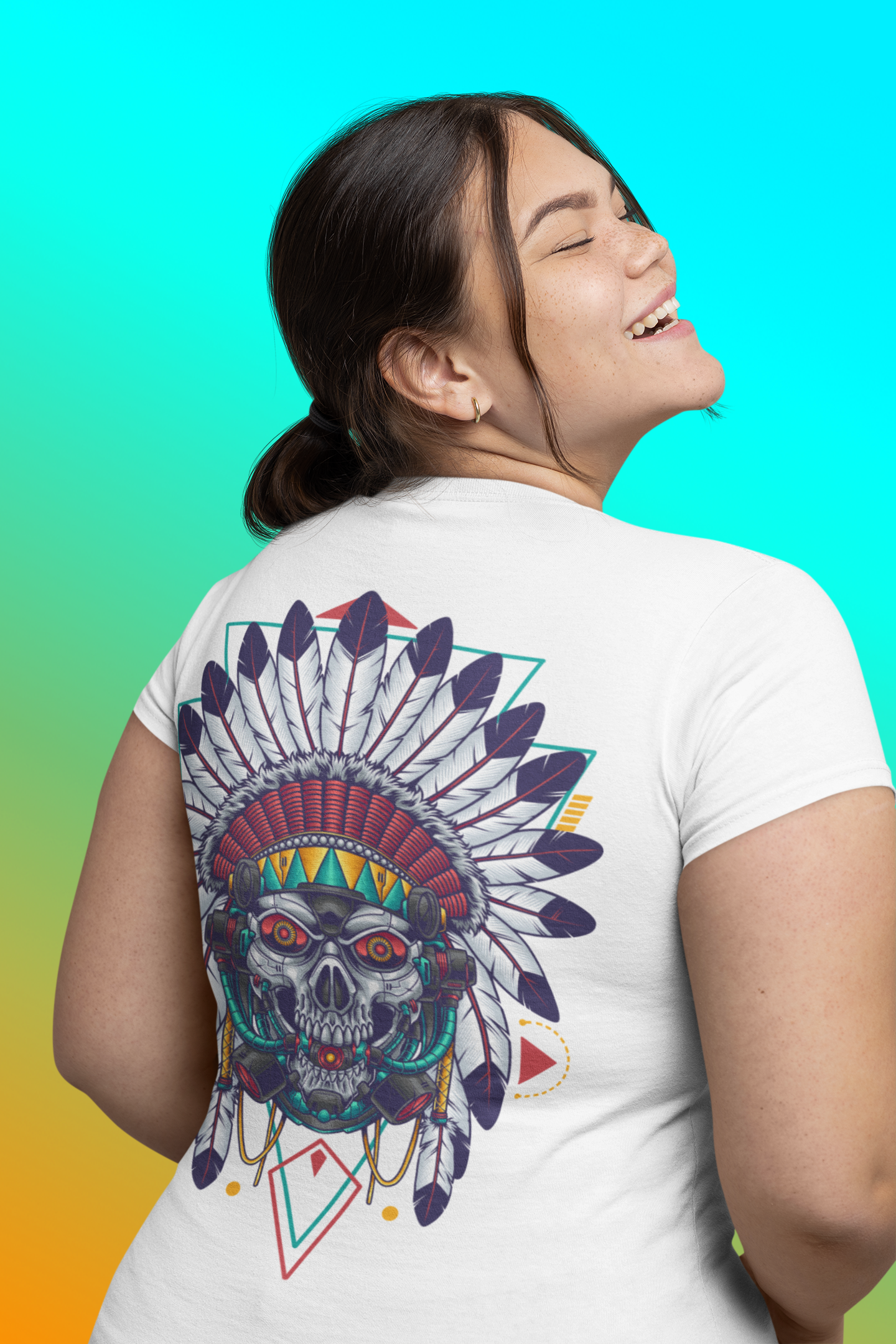 Futuristic Native American Unisex Cotton Tee