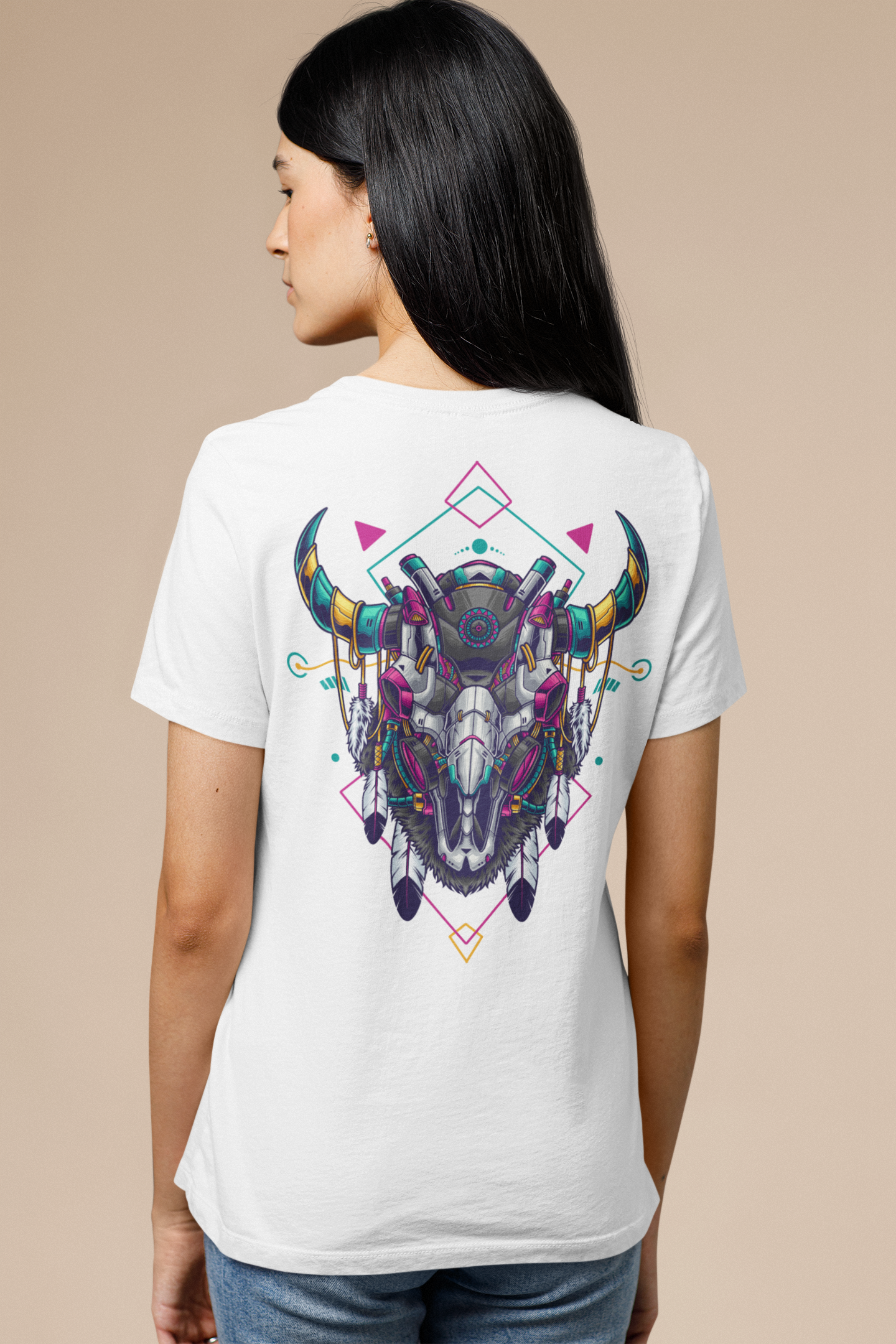 Futuristic Unisex Bison Skull  Tee