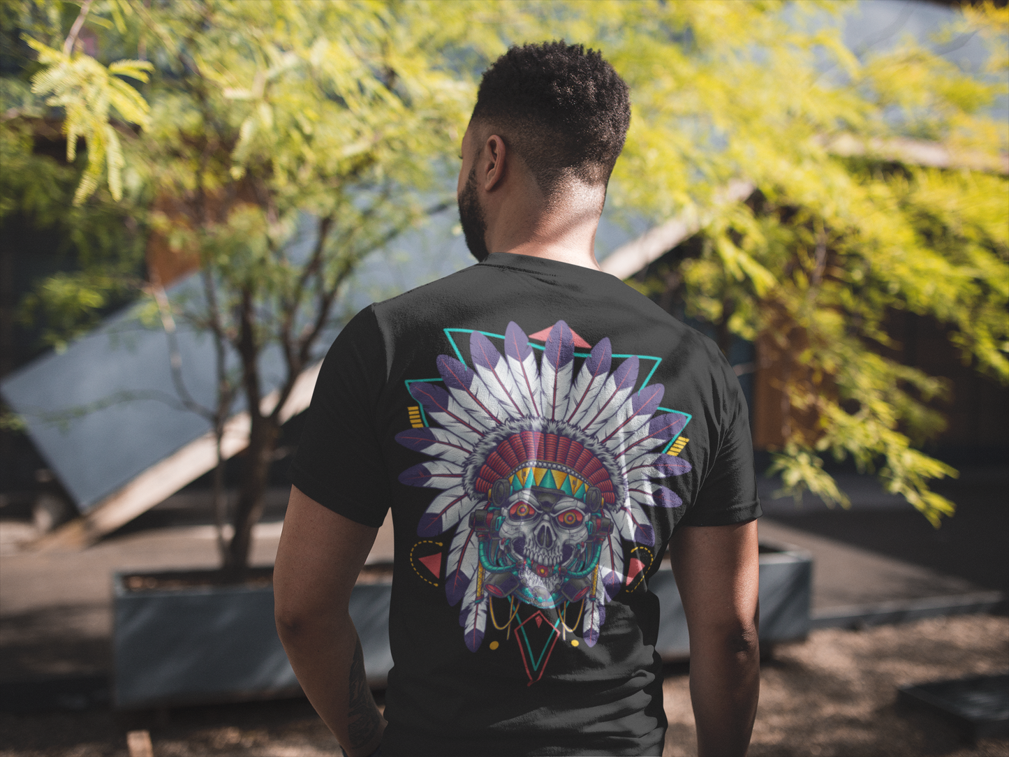 Futuristic Native American Unisex Cotton Tee