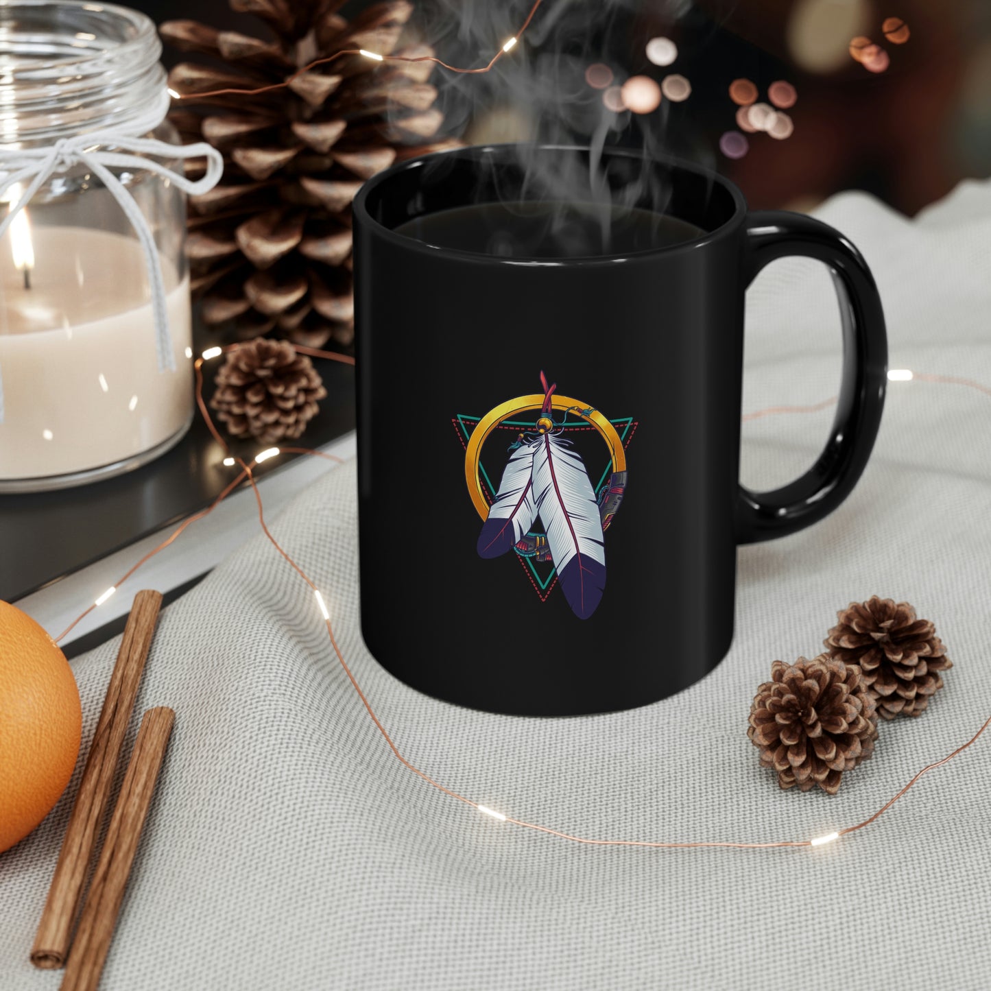 11oz Feather Black Mug