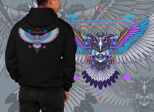 Futuristic Eagle Pullover Hoodie