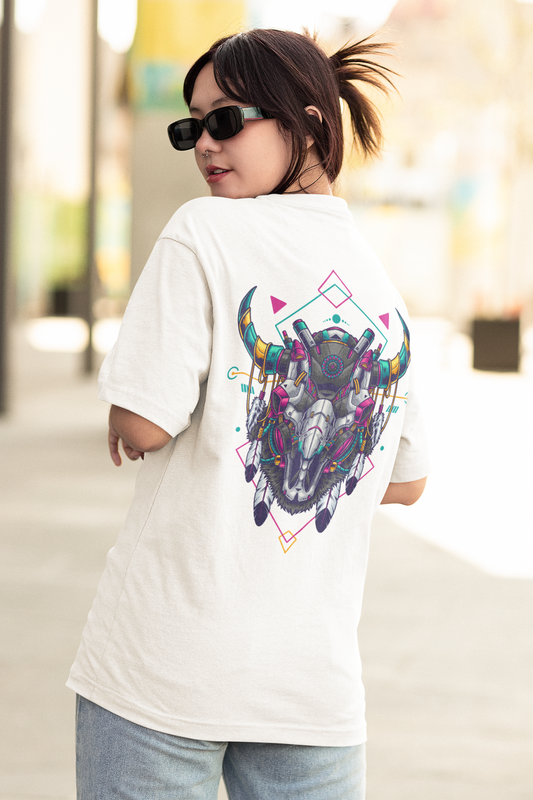 Futuristic Unisex Bison Skull  Tee